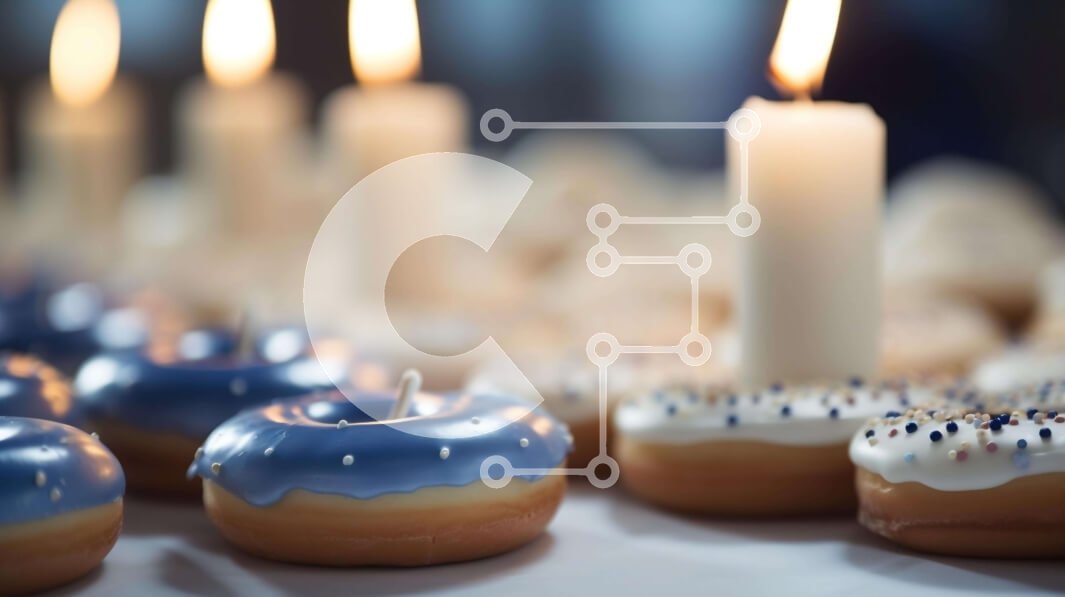 Intra Συλλεκτικό Ξύλινο Παζλ Plywood  4mm - Ομάδα ντόνατς με μπλε παγετό και αναμμένα κεριά Σε Ξύλινο Κουτί - Διαστάσεις: 10x10 cm – 25 κομμάτια