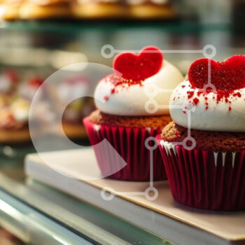 Intra Συλλεκτικό Ξύλινο Παζλ Plywood  4mm - Cupcakes με Red Frosting και Πασπαλίσματα σε σχήμα καρδιάς Σε Ξύλινο Κουτί - Διαστάσεις: 10x10 cm – 25 κομμάτια - Image 1