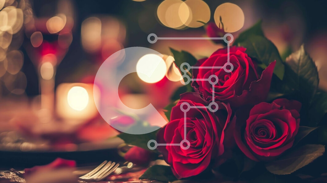 Intra Συλλεκτικό Ξύλινο Παζλ Plywood  4mm - Προσωπικό σκηνικό δείπνου με κόκκινα τριαντάφυλλα και κεριά Σε Ξύλινο Κουτί - Διαστάσεις: 10x10 cm – 25 κομμάτια