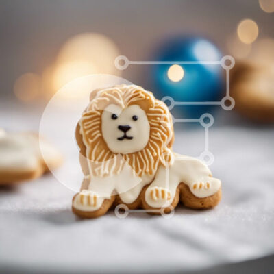 Intra Συλλεκτικό Ξύλινο Παζλ Plywood  4mm - Μπισκότο λιονταριού με λευκό γλάσο και διακοσμητικά Σε Ξύλινο Κουτί - Διαστάσεις: 10x10 cm – 25 κομμάτια - Image 1