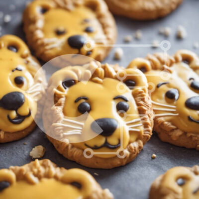 Intra Συλλεκτικό Ξύλινο Παζλ Plywood 4mm - Μπισκότα σε σχήμα λιονταριού σε γκρίζα επιφάνεια Σε Ξύλινο Κουτί - Διαστάσεις: 10x10 cm – 25 κομμάτια - Image 1