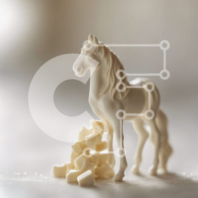 Intra Συλλεκτικό Ξύλινο Παζλ Plywood 4mm - Λευκό παιχνίδι άλογο με λευκή σοκολάτα στο τραπέζι Σε Ξύλινο Κουτί - Διαστάσεις: 10x10 cm – 25 κομμάτια - Image 1
