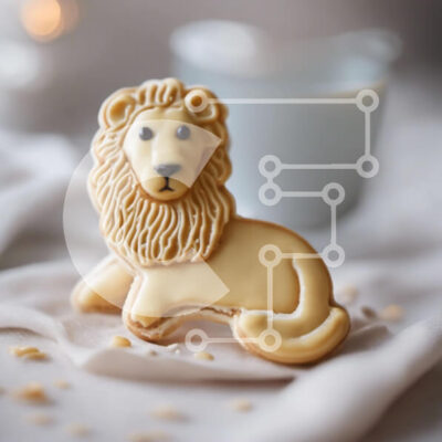 Intra Συλλεκτικό Ξύλινο Παζλ Plywood  4mm - Μπισκότο λιονταριού σε τραπεζομάντιλο με φλιτζάνι και πιατάκι Σε Ξύλινο Κουτί - Διαστάσεις: 10x10 cm – 25 κομμάτια - Image 1