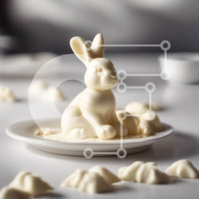 Intra Συλλεκτικό Ξύλινο Παζλ Plywood  4mm - Λευκό ειδώλιο λαγουδάκι με κομμάτια λευκής σοκολάτας Σε Ξύλινο Κουτί - Διαστάσεις: 10x10 cm – 25 κομμάτια - Image 1