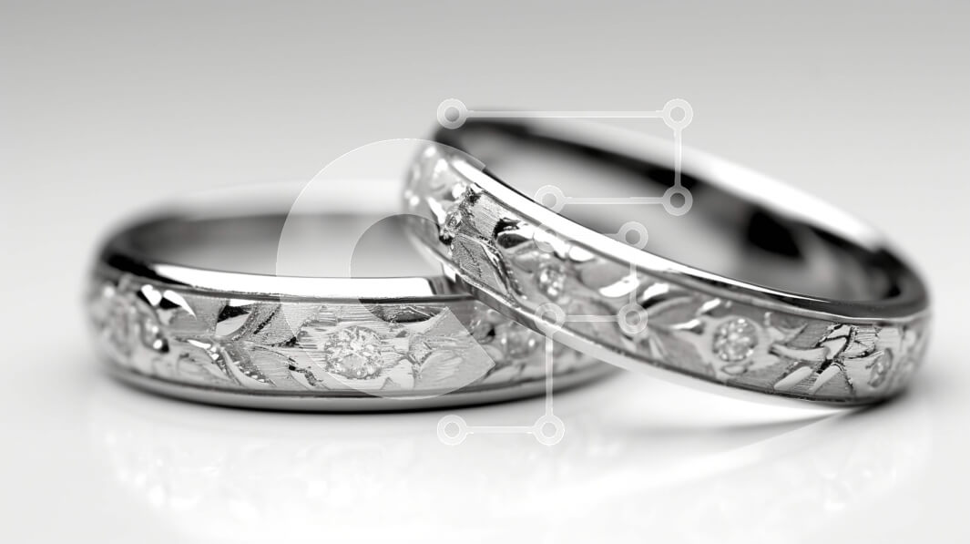 Intra Συλλεκτικό Ξύλινο Παζλ Plywood  4mm - Κομψή εικόνα από ασημένιες βέρες με φλοράλ γκραβούρες Σε Ξύλινο Κουτί - Διαστάσεις: 10x10 cm – 25 κομμάτια