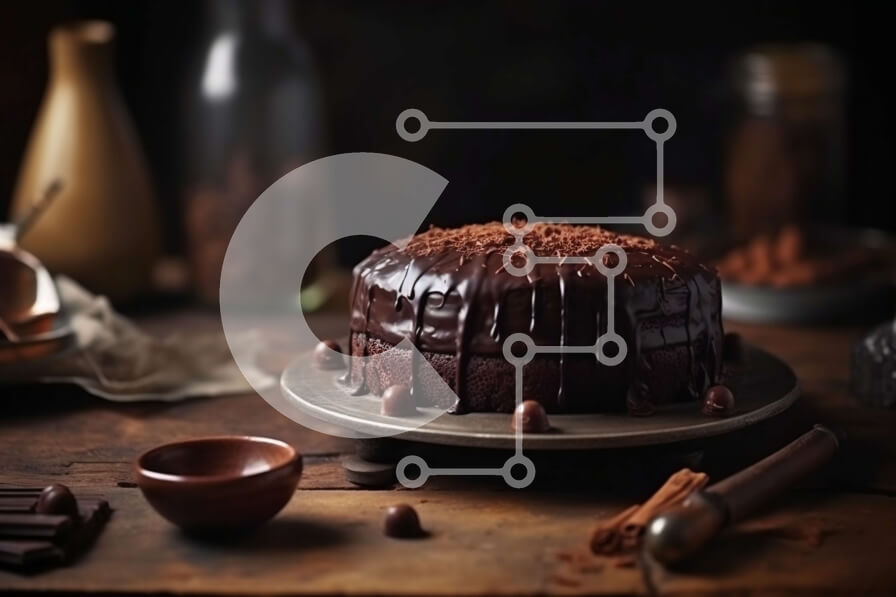 Intra Συλλεκτικό Ξύλινο Παζλ Plywood  4mm - Απολαύστε ένα λαχταριστό κέικ σοκολάτας με σοκολάτα και θέα στο δάσος Σε Ξύλινο Κουτί - Διαστάσεις: 10x10 cm – 25 κομμάτια