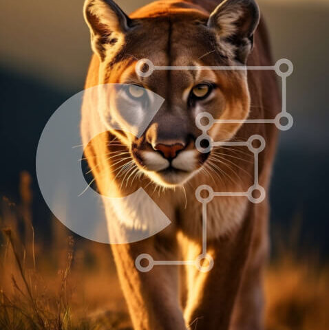 Intra Συλλεκτικό Ξύλινο Παζλ Plywood  4mm - Εκπληκτική εικόνα ενός ορεινού λιονταριού στο φυσικό του περιβάλλον Σε Ξύλινο Κουτί - Διαστάσεις: 10x10 cm – 25 κομμάτια - Image 1