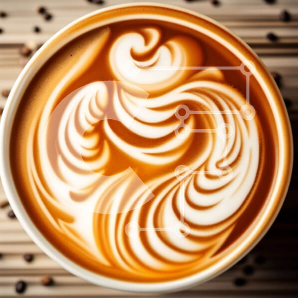 Intra Συλλεκτικό Ξύλινο Παζλ Plywood  4mm - Όμορφη τέχνη latte σε λευκό φλιτζάνι σε ξύλινο τραπέζι με κόκκους καφέ Σε Ξύλινο Κουτί - Διαστάσεις: 10x10 cm – 25 κομμάτια