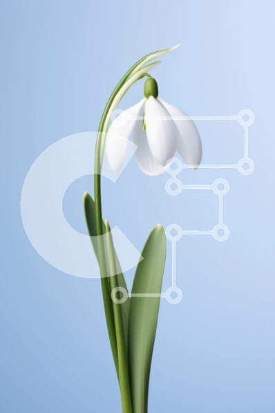 Intra Συλλεκτικό Ξύλινο Παζλ Plywood  4mm - Μονό λευκό λουλούδι χιονοστιβάδας σε μπλε φόντο Σε Ξύλινο Κουτί - Διαστάσεις: 10x10 cm – 25 κομμάτια