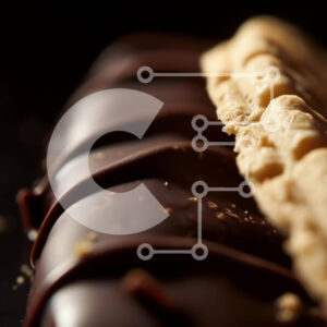 Intra Συλλεκτικό Ξύλινο Παζλ Plywood  4mm - Μπισκότο καλυμμένο με σοκολάτα σε μαύρο φόντο Σε Ξύλινο Κουτί - Διαστάσεις: 10x10 cm – 25 κομμάτια