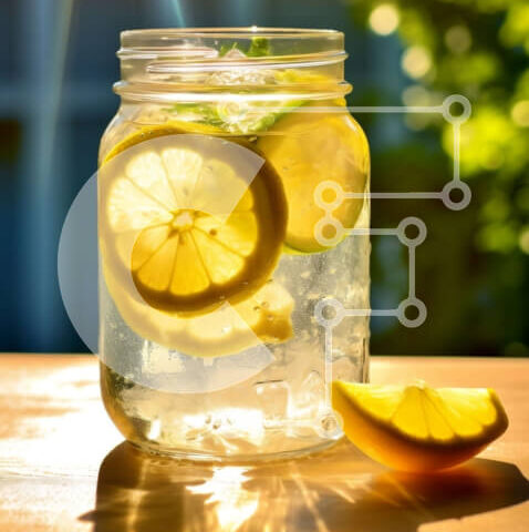 Intra Συλλεκτικό Ξύλινο Παζλ Plywood  4mm - Δροσιστική εικόνα με νερό με λεμόνι σε βάζο Mason Σε Ξύλινο Κουτί - Διαστάσεις: 10x10 cm – 25 κομμάτια - Image 1