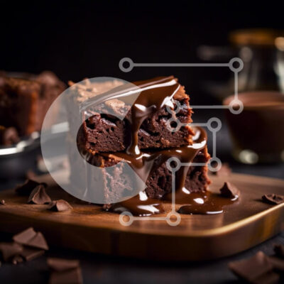 Intra Συλλεκτικό Ξύλινο Παζλ Plywood 4mm - Νόστιμο Brownie σοκολάτας με σάλτσα σοκολάτας Gooey Σε Ξύλινο Κουτί - Διαστάσεις: 10x10 cm – 25 κομμάτια - Image 1