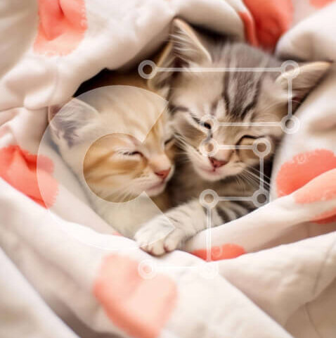 Intra Συλλεκτικό Ξύλινο Παζλ Plywood  4mm - Δύο γατάκια στριμωγμένα σε μια κουβέρτα Σε Ξύλινο Κουτί - Διαστάσεις: 10x10 cm – 25 κομμάτια - Image 1