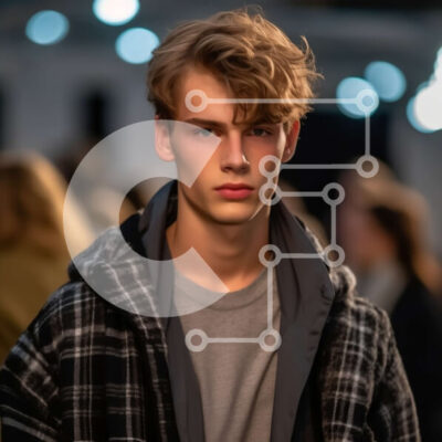 Intra Συλλεκτικό Ξύλινο Παζλ Plywood  4mm - Κομψό καρό πουκάμισο και μαύρο σακάκι στο μοντέλο Runway Σε Ξύλινο Κουτί - Διαστάσεις: 10x10 cm – 25 κομμάτια - Image 1