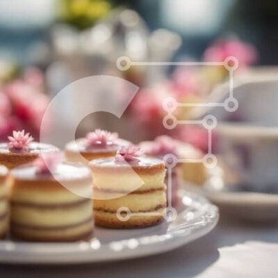 Intra Συλλεκτικό Ξύλινο Παζλ Plywood  4mm - Λαχταριστά κέικ με ροζ γλάσο και λουλούδια Σε Ξύλινο Κουτί - Διαστάσεις: 10x10 cm – 25 κομμάτια - Image 1