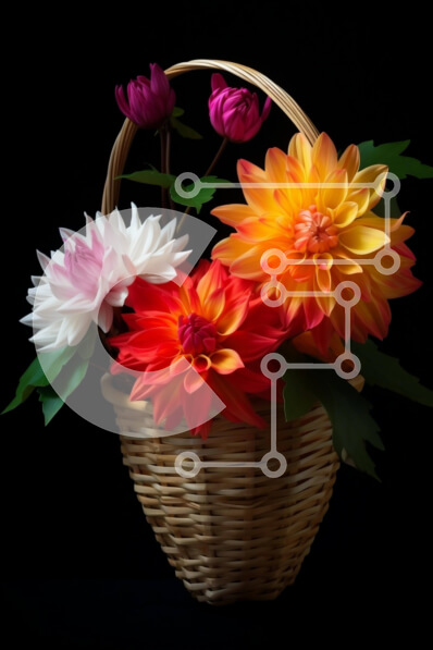 Intra Συλλεκτικό Ξύλινο Παζλ Plywood  4mm - Πολύχρωμο καλάθι λουλουδιών με Ντάλια, Γαρύφαλλο και Τριαντάφυλλο Σε Ξύλινο Κουτί - Διαστάσεις: 10x10 cm – 25 κομμάτια