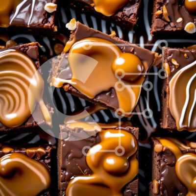 Intra Συλλεκτικό Ξύλινο Παζλ Plywood  4mm - Κοντινό πλάνο του Decadent Brownies σοκολάτας με σάλτσα καραμέλας και ξηρούς καρπούς Σε Ξύλινο Κουτί - Διαστάσεις: 10x10 cm – 25 κομμάτια - Image 1