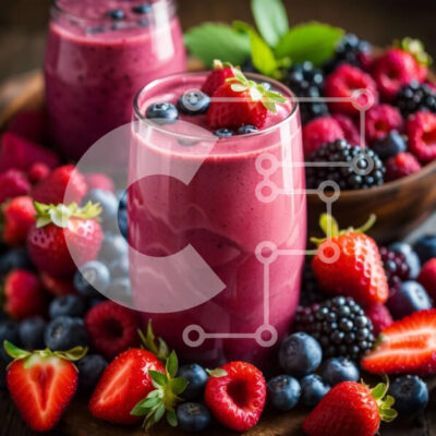 Intra Συλλεκτικό Ξύλινο Παζλ Plywood  4mm - Νόστιμο και υγιεινό φρέσκο ​​Smoothie με μούρα σε ξύλινο τραπέζι Σε Ξύλινο Κουτί - Διαστάσεις: 10x10 cm – 25 κομμάτια - Image 1