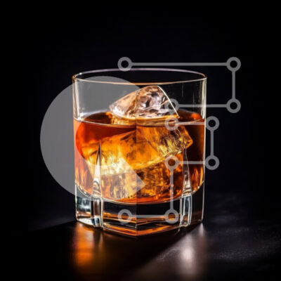 Intra Συλλεκτικό Ξύλινο Παζλ Plywood 4mm - Εκπληκτική εικόνα ενός ποτηριού ουίσκι με πάγο σε σκοτεινό φόντο Σε Ξύλινο Κουτί - Διαστάσεις: 10x10 cm – 25 κομμάτια - Image 1