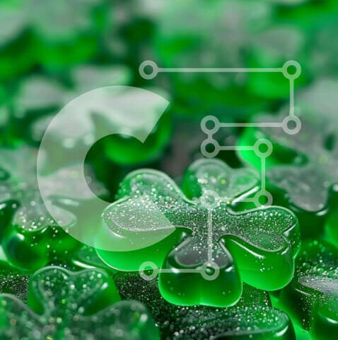 Intra Συλλεκτικό Ξύλινο Παζλ Plywood  4mm - Κοντινό πλάνο Green Gummy Bears με Glitter Σε Ξύλινο Κουτί - Διαστάσεις: 10x10 cm – 25 κομμάτια - Image 1