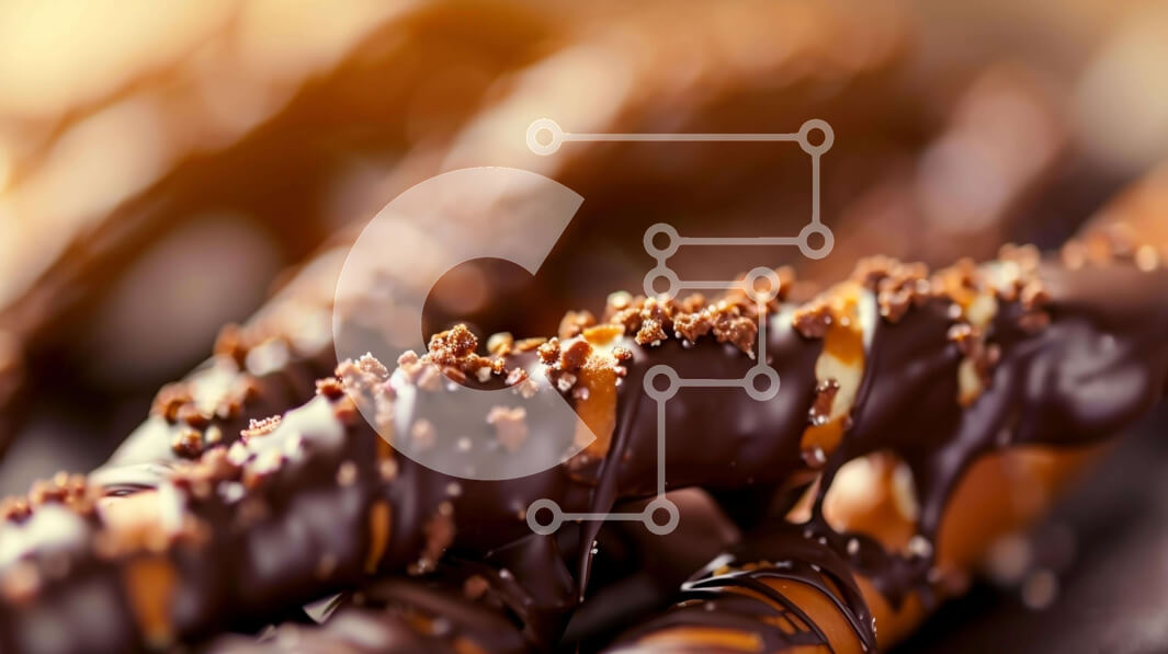 Intra Συλλεκτικό Ξύλινο Παζλ Plywood  4mm - Κοντινό πλάνο κουλούρια καλυμμένα με σοκολάτα με ψεκασμούς Σε Ξύλινο Κουτί - Διαστάσεις: 10x10 cm – 25 κομμάτια