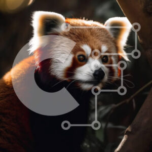 Intra Συλλεκτικό Ξύλινο Παζλ Plywood  4mm - Αξιολάτρευτη εικόνα ενός κόκκινου Panda που κάθεται σε ένα κλαδί δέντρου Σε Ξύλινο Κουτί - Διαστάσεις: 10x10 cm – 25 κομμάτια