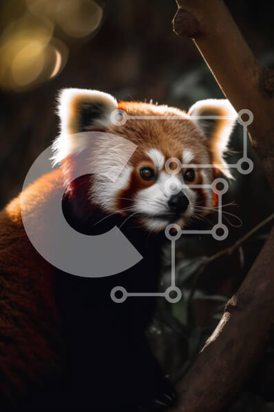 Intra Συλλεκτικό Ξύλινο Παζλ Plywood  4mm - Αξιολάτρευτη εικόνα ενός κόκκινου Panda που κάθεται σε ένα κλαδί δέντρου Σε Ξύλινο Κουτί - Διαστάσεις: 10x10 cm – 25 κομμάτια