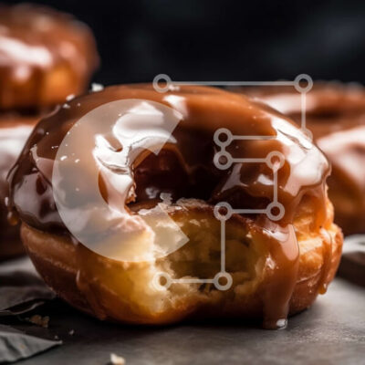 Intra Συλλεκτικό Ξύλινο Παζλ Plywood  4mm - Κοντινό πλάνο ντόνατς με γλάσο σοκολάτας Σε Ξύλινο Κουτί - Διαστάσεις: 10x10 cm – 25 κομμάτια - Image 1