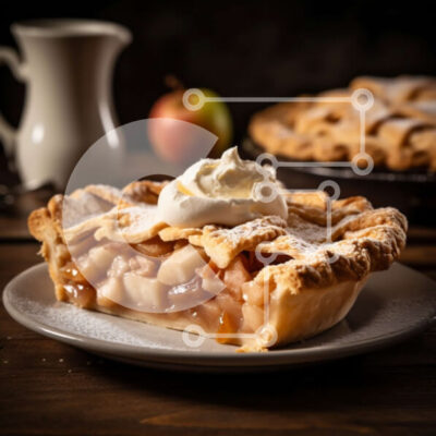 Intra Συλλεκτικό Ξύλινο Παζλ Plywood  4mm - Αφεθείτε σε μια φέτα μηλόπιτα με κρεμώδες παγωτό βανίλια Σε Ξύλινο Κουτί - Διαστάσεις: 10x10 cm – 25 κομμάτια - Image 1