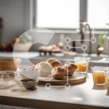 Intra Συλλεκτικό Ξύλινο Παζλ Plywood  4mm - Φωτεινό και φιλόξενο σκηνικό πρωινού με φρέσκο ​​φαγητό και θέα στον κήπο Σε Ξύλινο Κουτί - Διαστάσεις: 10x10 cm – 25 κομμάτια - Image 1