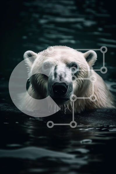 Intra Συλλεκτικό Ξύλινο Παζλ Plywood  4mm - Όμορφη εικόνα μιας πολικής αρκούδας που κολυμπά στο νερό Σε Ξύλινο Κουτί - Διαστάσεις: 10x10 cm – 25 κομμάτια