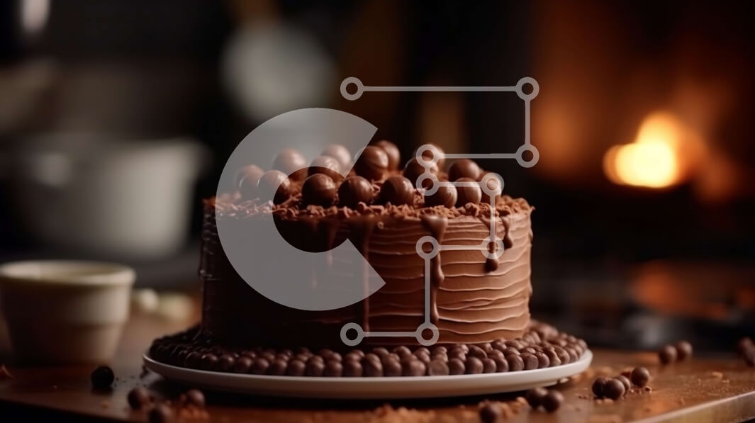 Intra Συλλεκτικό Ξύλινο Παζλ Plywood  4mm - Λαχταριστό κέικ σοκολάτας με σοκολάτα σε ξύλινο τραπέζι Σε Ξύλινο Κουτί - Διαστάσεις: 10x10 cm – 25 κομμάτια