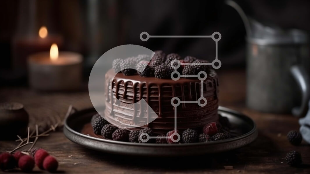 Intra Συλλεκτικό Ξύλινο Παζλ Plywood  4mm - Λαχταριστό κέικ σοκολάτας με σμέουρα και σάλτσα σοκολάτας Σε Ξύλινο Κουτί - Διαστάσεις: 10x10 cm – 25 κομμάτια