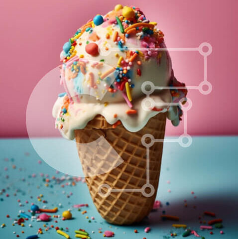 Intra Συλλεκτικό Ξύλινο Παζλ Plywood  4mm - Πολύχρωμο χωνάκι παγωτού με πασπαλίσματα σε χωνάκι βάφλας Σε Ξύλινο Κουτί - Διαστάσεις: 10x10 cm – 25 κομμάτια - Image 1