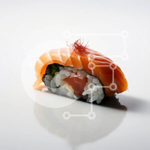 Intra Συλλεκτικό Ξύλινο Παζλ Plywood  4mm - Νόστιμο ρολό σούσι με φρέσκο ​​σολομό και κρεμώδες αβοκάντο Σε Ξύλινο Κουτί - Διαστάσεις: 10x10 cm – 25 κομμάτια