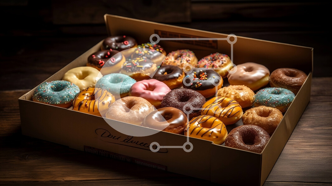 Intra Συλλεκτικό Ξύλινο Παζλ Plywood  4mm - Αποκτήστε το ζάχαρο σας με αυτά τα διάφορα ντόνατς σε ένα κουτί Σε Ξύλινο Κουτί - Διαστάσεις: 10x10 cm – 25 κομμάτια