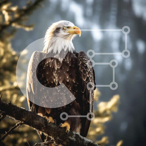 Intra Συλλεκτικό Ξύλινο Παζλ Plywood  4mm - Εκπληκτική εικόνα ενός φαλακρού αετού με ανοιχτά φτερά Σε Ξύλινο Κουτί - Διαστάσεις: 10x10 cm – 25 κομμάτια - Image 1