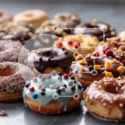 Intra Συλλεκτικό Ξύλινο Παζλ Plywood  4mm - Πιάτο με γλασαρισμένα ντόνατς με ψεκασμό και σοκολάτα Σε Ξύλινο Κουτί - Διαστάσεις: 10x10 cm – 25 κομμάτια - Image 1