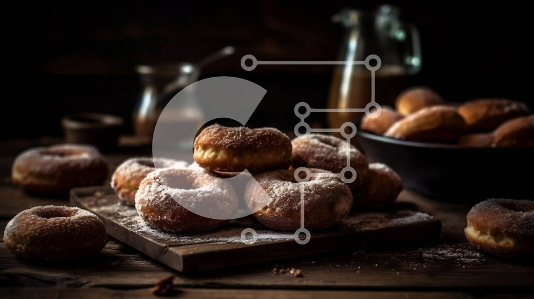 Intra Συλλεκτικό Ξύλινο Παζλ Plywood  4mm - Νόστιμα γλασέ ντόνατς με ζάχαρη άχνη και γάλα Σε Ξύλινο Κουτί - Διαστάσεις: 10x10 cm – 25 κομμάτια