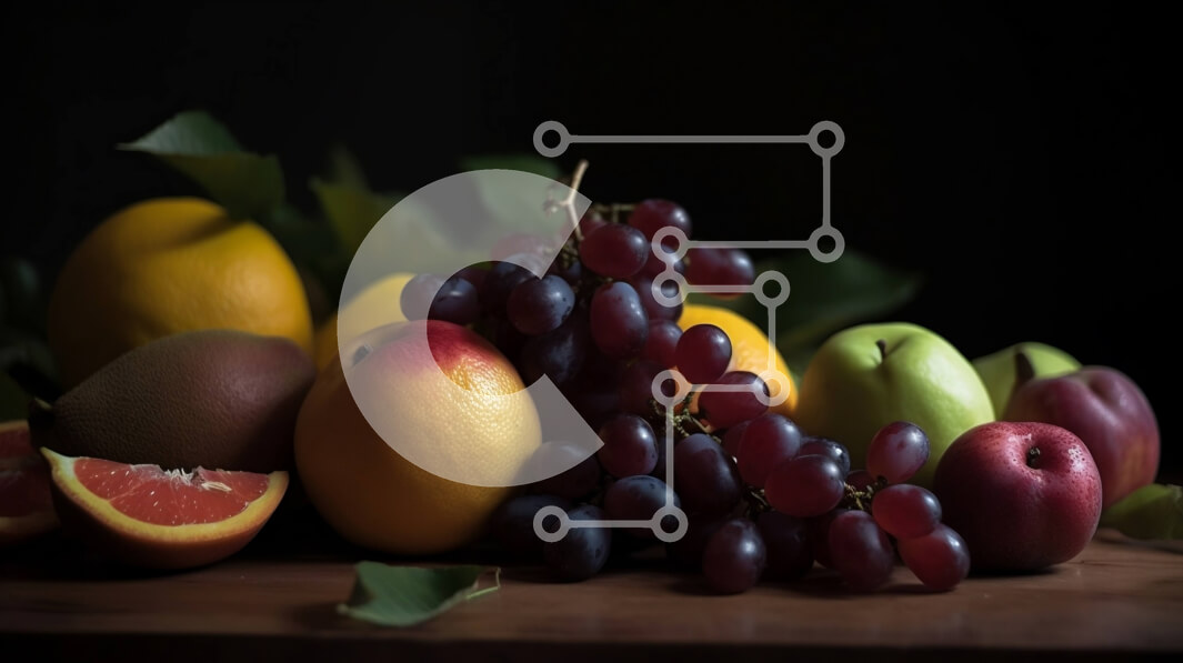 Intra Συλλεκτικό Ξύλινο Παζλ Plywood  4mm - Συλλογή φρέσκων φρούτων - σταφύλια, πορτοκάλια, μήλα Σε Ξύλινο Κουτί - Διαστάσεις: 10x10 cm – 25 κομμάτια