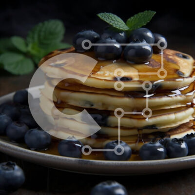 Intra Συλλεκτικό Ξύλινο Παζλ Plywood  4mm - Νόστιμες και γλυκές τηγανίτες με βατόμουρα και σιρόπι Σε Ξύλινο Κουτί - Διαστάσεις: 10x10 cm – 25 κομμάτια - Image 1