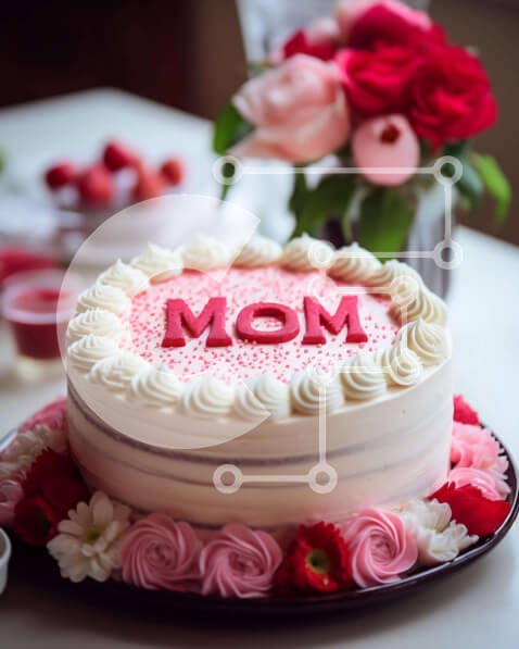 Intra Συλλεκτικό Ξύλινο Παζλ Plywood  4mm - Τούρτα για τη γιορτή της μητέρας με τη «Μαμά» γραμμένο με κόκκινο παγετό Σε Ξύλινο Κουτί - Διαστάσεις: 10x10 cm – 25 κομμάτια