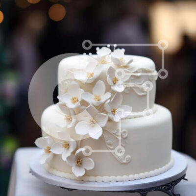 Intra Συλλεκτικό Ξύλινο Παζλ Plywood  4mm - Κομψή τούρτα τριών επιπέδων με λευκά λουλούδια Σε Ξύλινο Κουτί - Διαστάσεις: 10x10 cm – 25 κομμάτια - Image 1