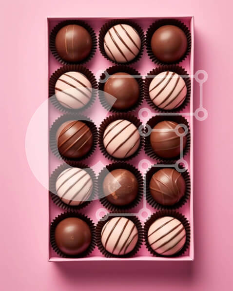 Intra Συλλεκτικό Ξύλινο Παζλ Plywood  4mm - Λαχταριστές τρούφες σοκολάτας σε ροζ κουτί Σε Ξύλινο Κουτί - Διαστάσεις: 10x10 cm – 25 κομμάτια