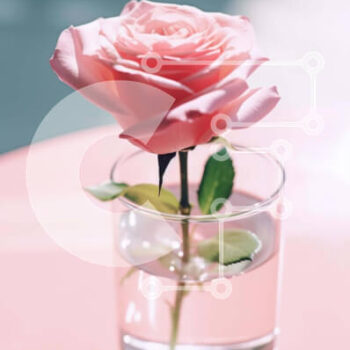 Intra Συλλεκτικό Ξύλινο Παζλ Plywood  4mm - Φρέσκο ​​ροζ τριαντάφυλλο σε γυάλινο βάζο με καθαρό νερό Σε Ξύλινο Κουτί - Διαστάσεις: 10x10 cm – 25 κομμάτια - Image 1