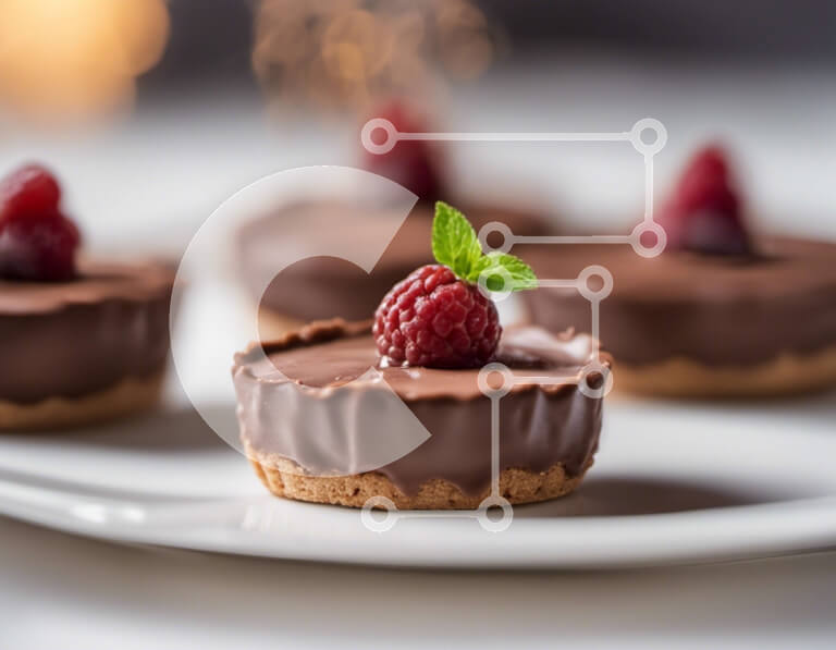 Intra Συλλεκτικό Ξύλινο Παζλ Plywood  4mm - Λαχταριστές μίνι τάρτες σοκολάτας με σμέουρα Σε Ξύλινο Κουτί - Διαστάσεις: 10x10 cm – 25 κομμάτια