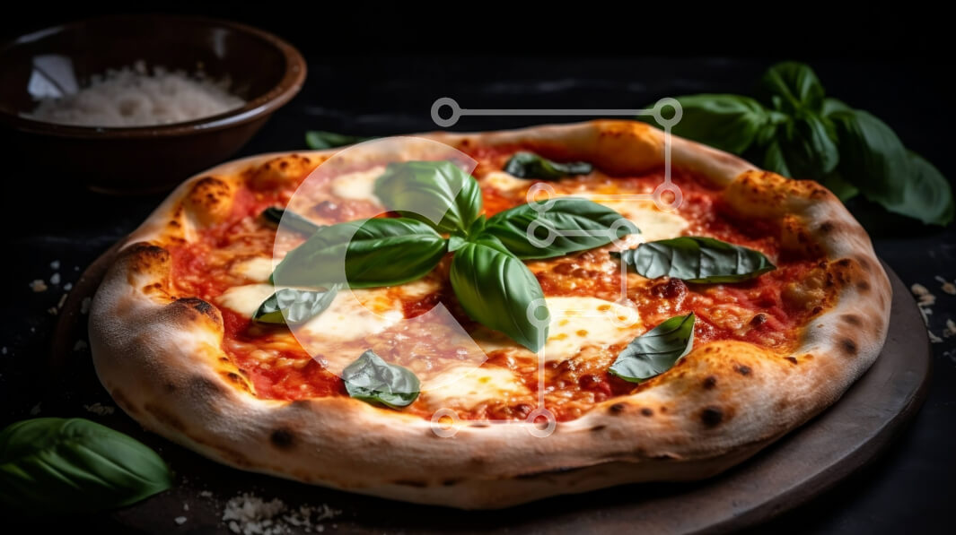 Intra Συλλεκτικό Ξύλινο Παζλ Plywood  4mm - Λαχταριστή πίτσα με λιωμένο τυρί μοτσαρέλα και φρέσκα φύλλα βασιλικού Σε Ξύλινο Κουτί - Διαστάσεις: 10x10 cm – 25 κομμάτια