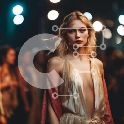 Intra Συλλεκτικό Ξύλινο Παζλ Plywood  4mm - Εκπληκτικό χρυσό φόρεμα στην πασαρέλα σε μια επίδειξη μόδας Σε Ξύλινο Κουτί - Διαστάσεις: 10x10 cm – 25 κομμάτια - Image 1