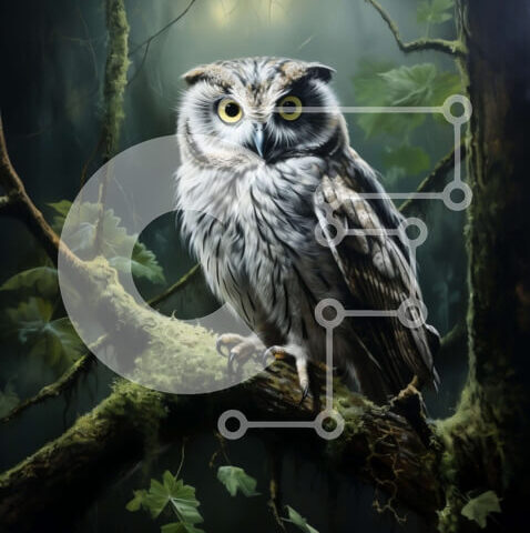 Intra Συλλεκτικό Ξύλινο Παζλ Plywood  4mm - Εκπληκτική εικόνα μιας λευκής κουκουβάγιας σε ένα μυστηριώδες δάσος Σε Ξύλινο Κουτί - Διαστάσεις: 10x10 cm – 25 κομμάτια - Image 1