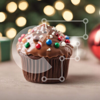 Intra Συλλεκτικό Ξύλινο Παζλ Plywood  4mm - Cupcake σοκολάτας με πασπάλισμα σε διακοσμημένο τραπέζι Σε Ξύλινο Κουτί - Διαστάσεις: 10x10 cm – 25 κομμάτια - Image 1